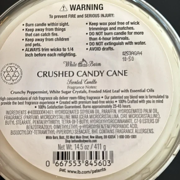 NEW: CRUSHED CANDY CANE - Winter Bath & Body Works Candle Holiday Peppermint - Picture 10 of 10